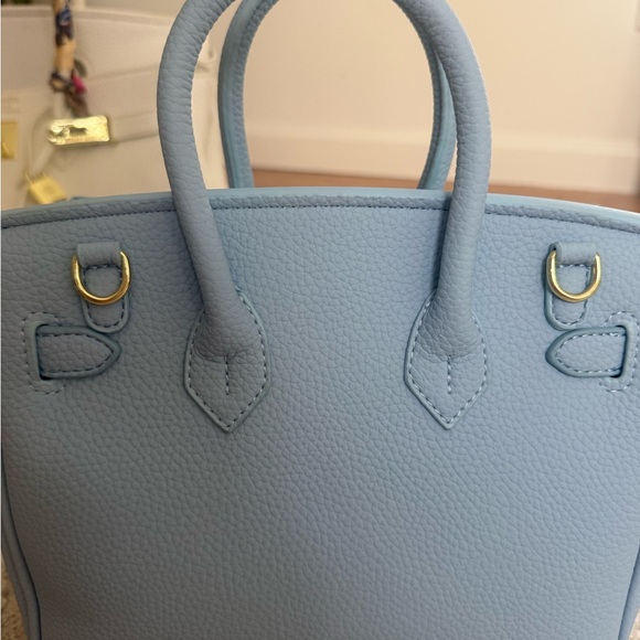 Light Blue Leather 25cm Handbag - Picture 5 of 9
